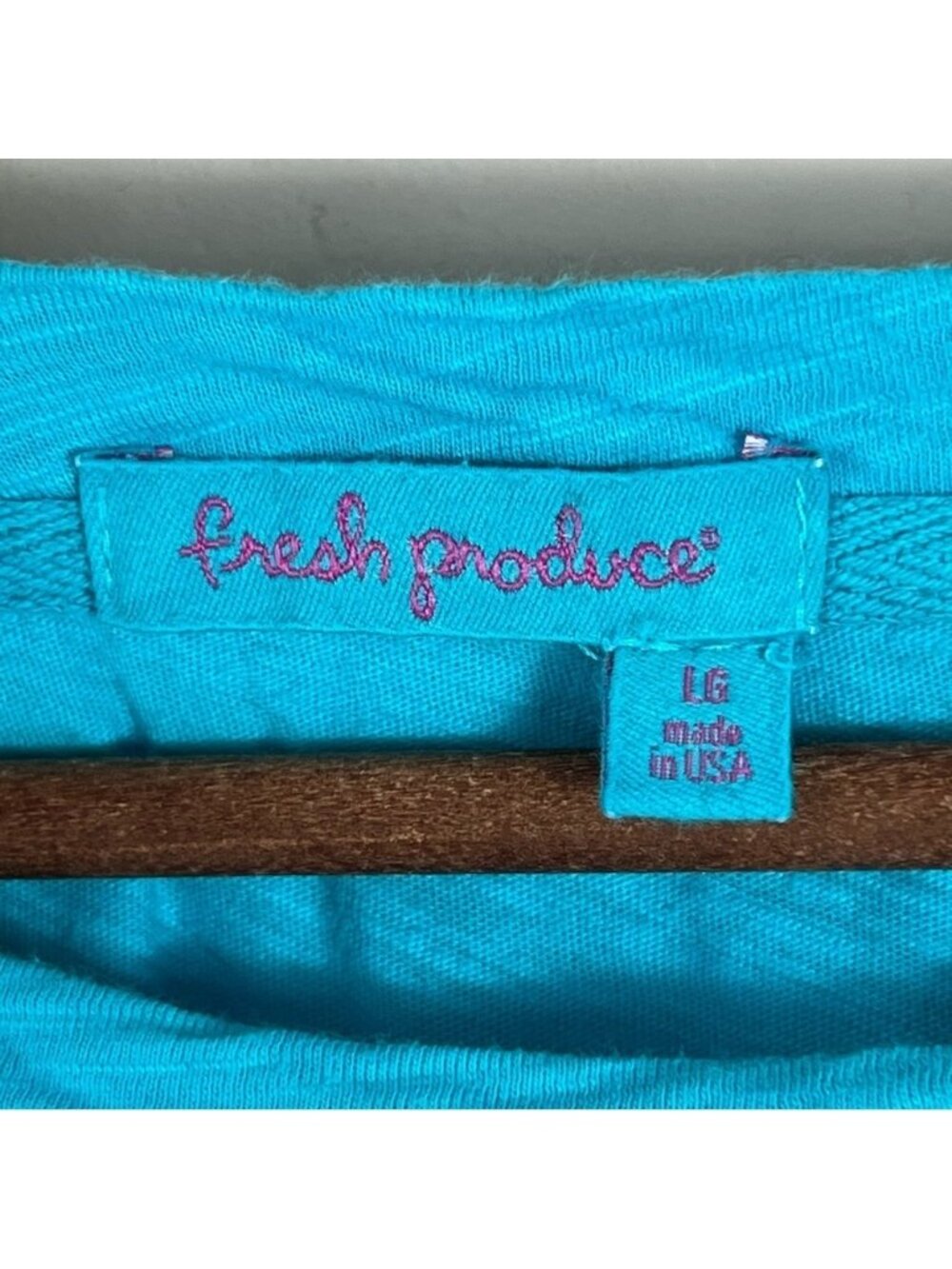 Fresh Produce Oversized Teal 3/4 Sleeve Graphic Fish Alaska Shirt Size Large - Picture 8 of 9